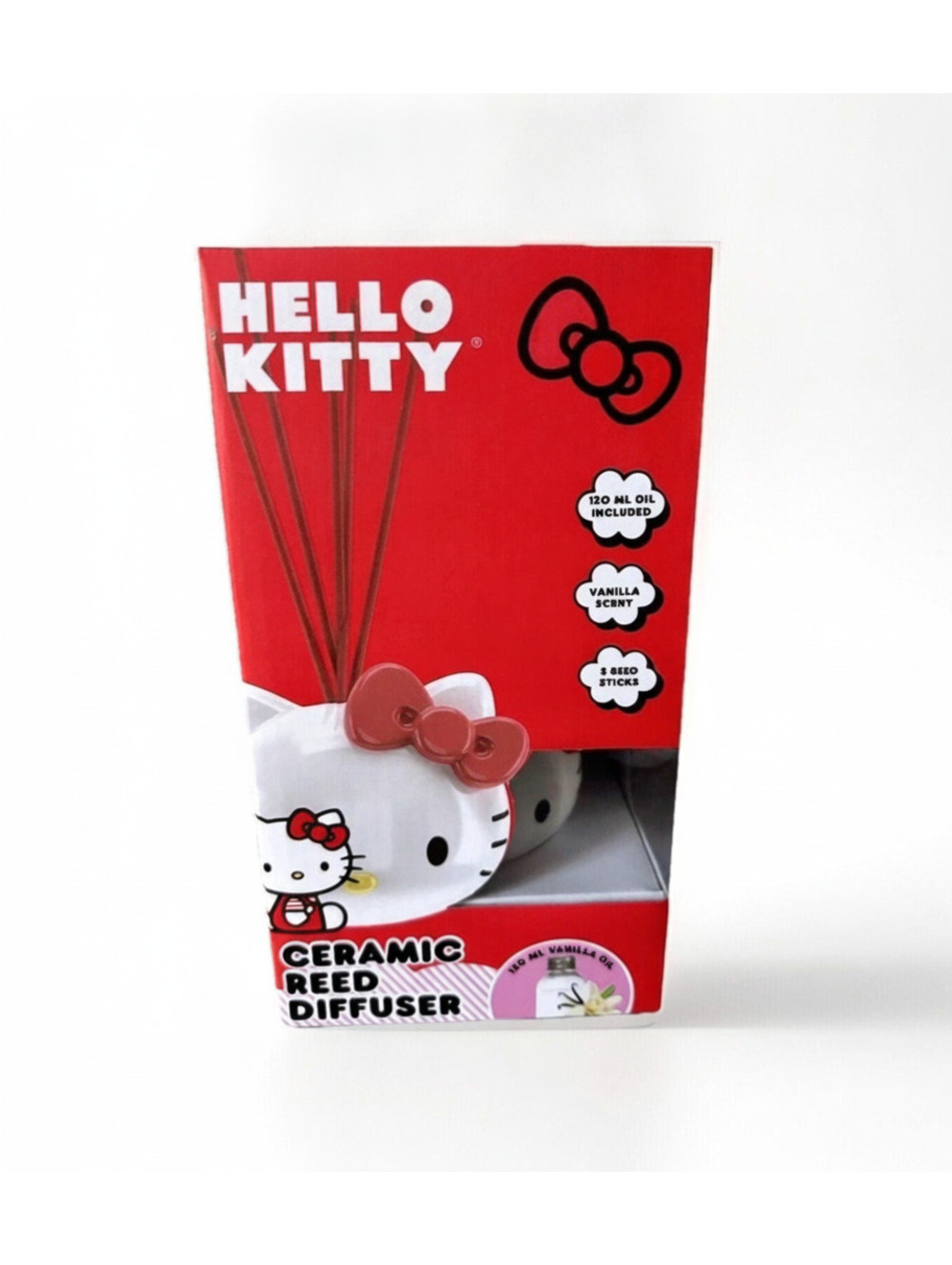 Hello Kitty Kawaii Ceramic Reed Diffuser Cute Sanrio Home Decor Vanilla Scent